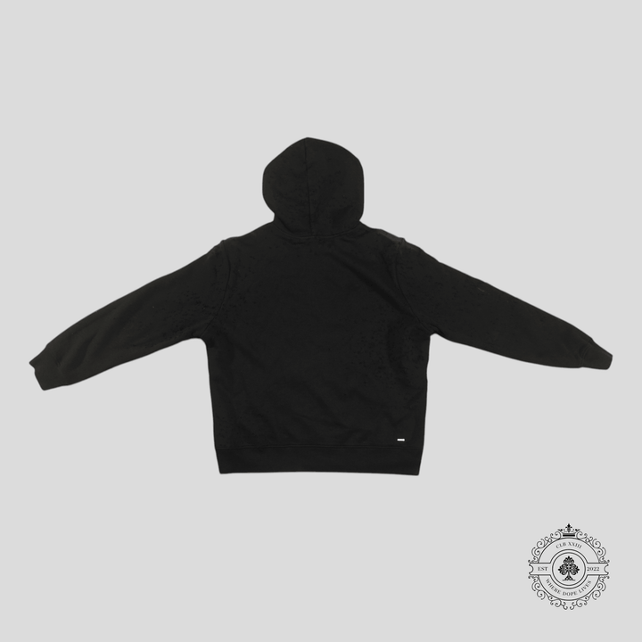 Amiri Shotgun Distressed Shoulder Bleached Zip Up Hoodie in Black