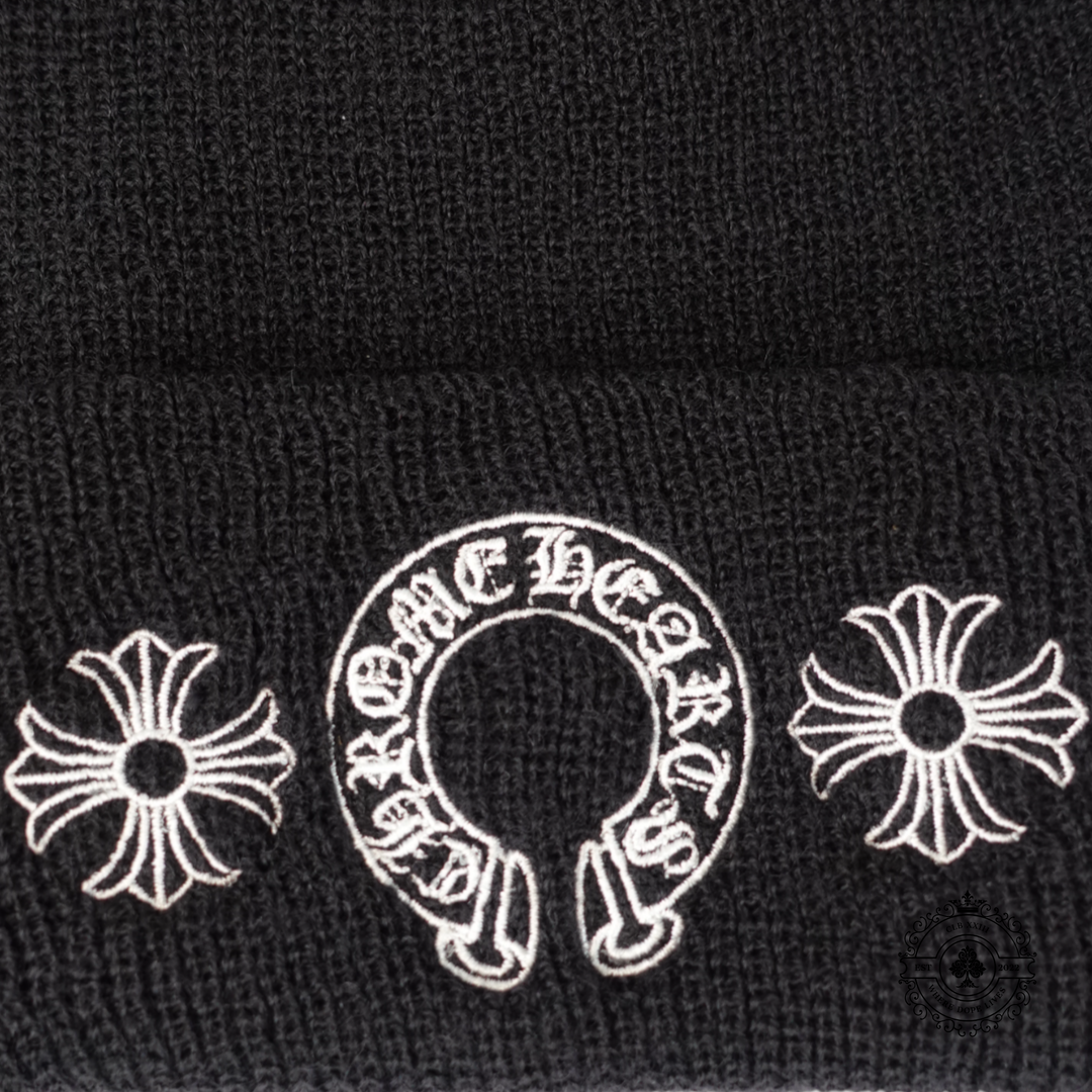 Chrome Hearts Horseshoe Logo Wool Watch Cap Beanie in Black
