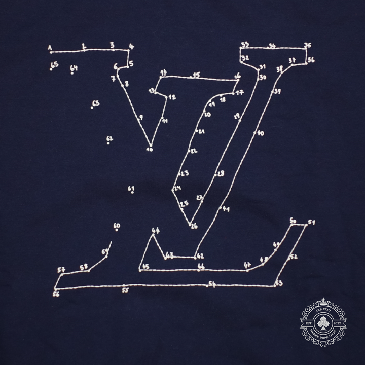 Louis Vuitton Stitch Print Embroidered Sweatshirt in Navy Blue
