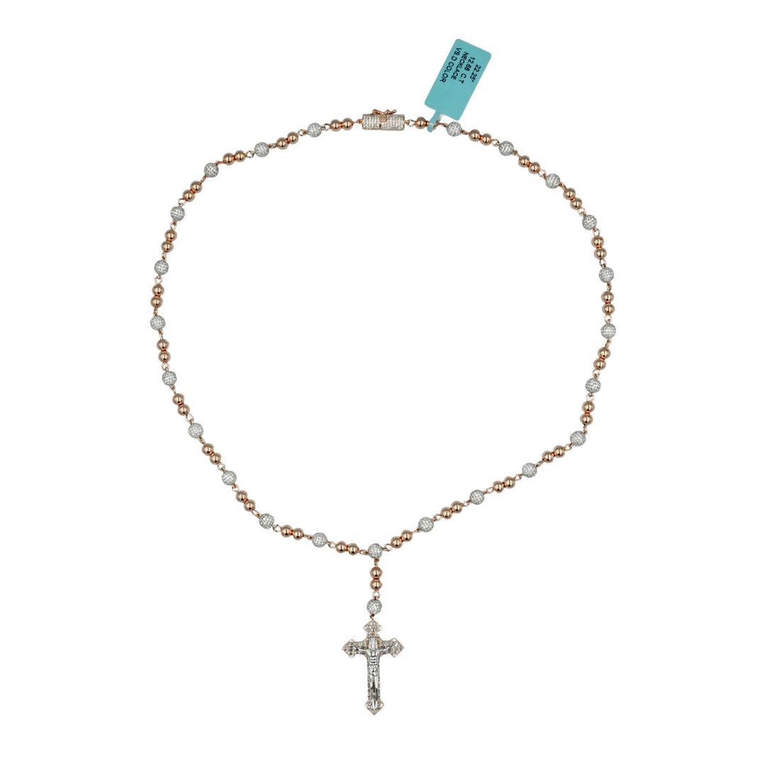 925 Silver Moissanite Beaded Rosary Necklace – 22.25"
