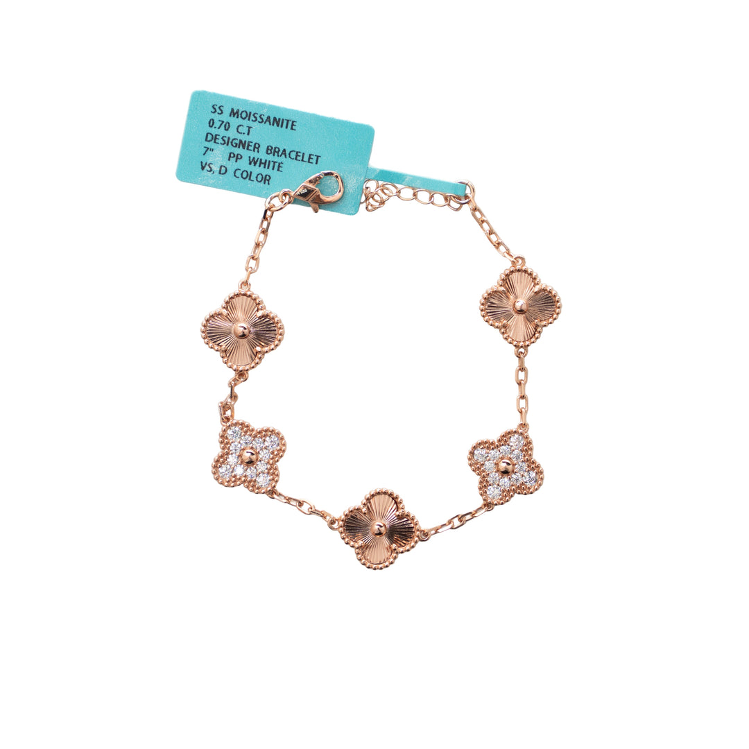 925 Silver Rose Gold Moissanite Bracelet – 7"