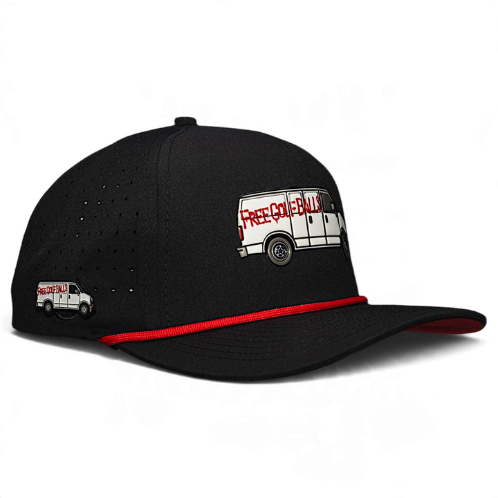 Free Golf Balls Van Golf Hat | Snapback Cap | Built-in Magnetic Ball Marker Holder + Marker Included | Free Golf Balls Van | Adjustable Black