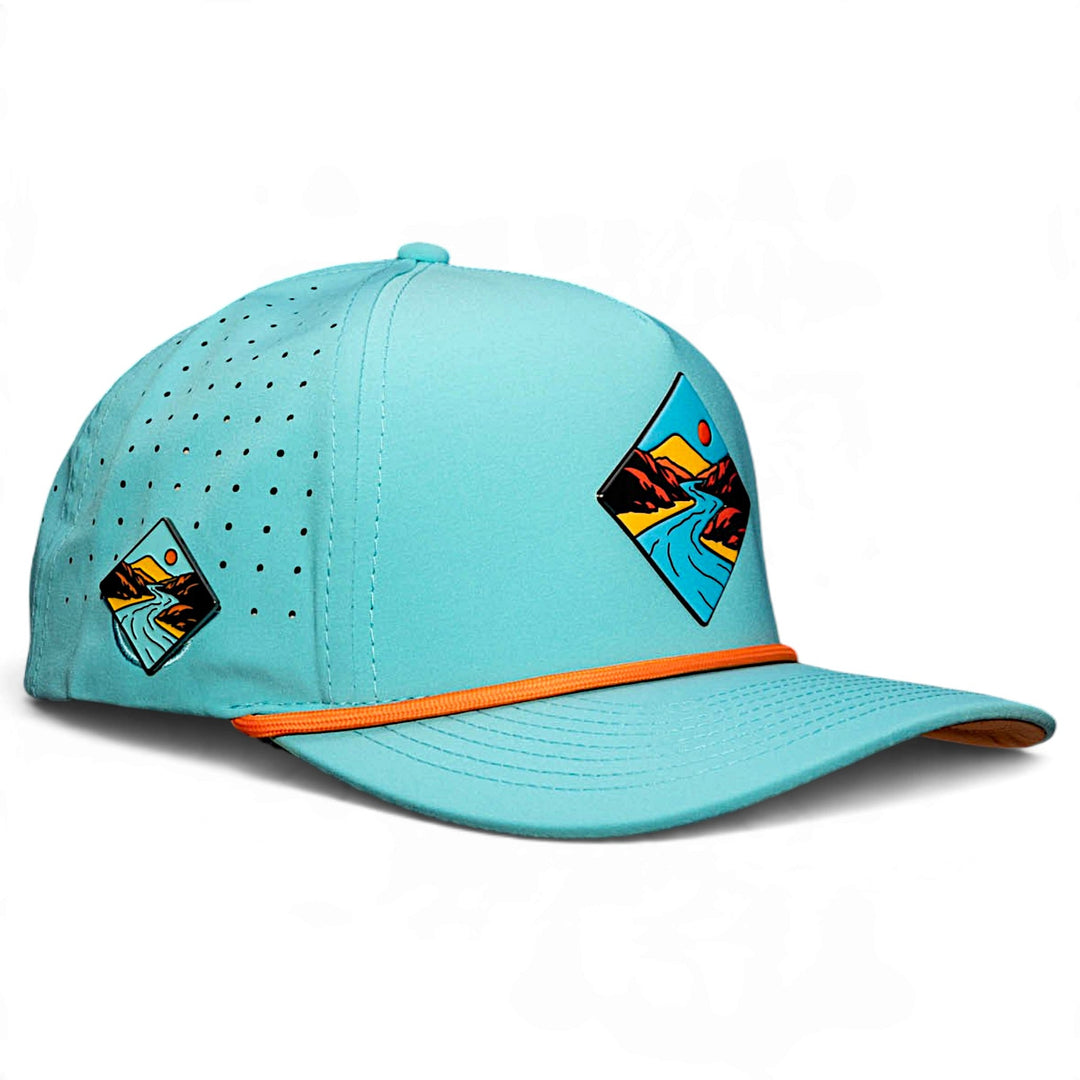 Canyon Golf Hat | Snapback Cap | Built-in Magnetic Ball Marker Holder + Marker Included | Adjustable Teal Adventure