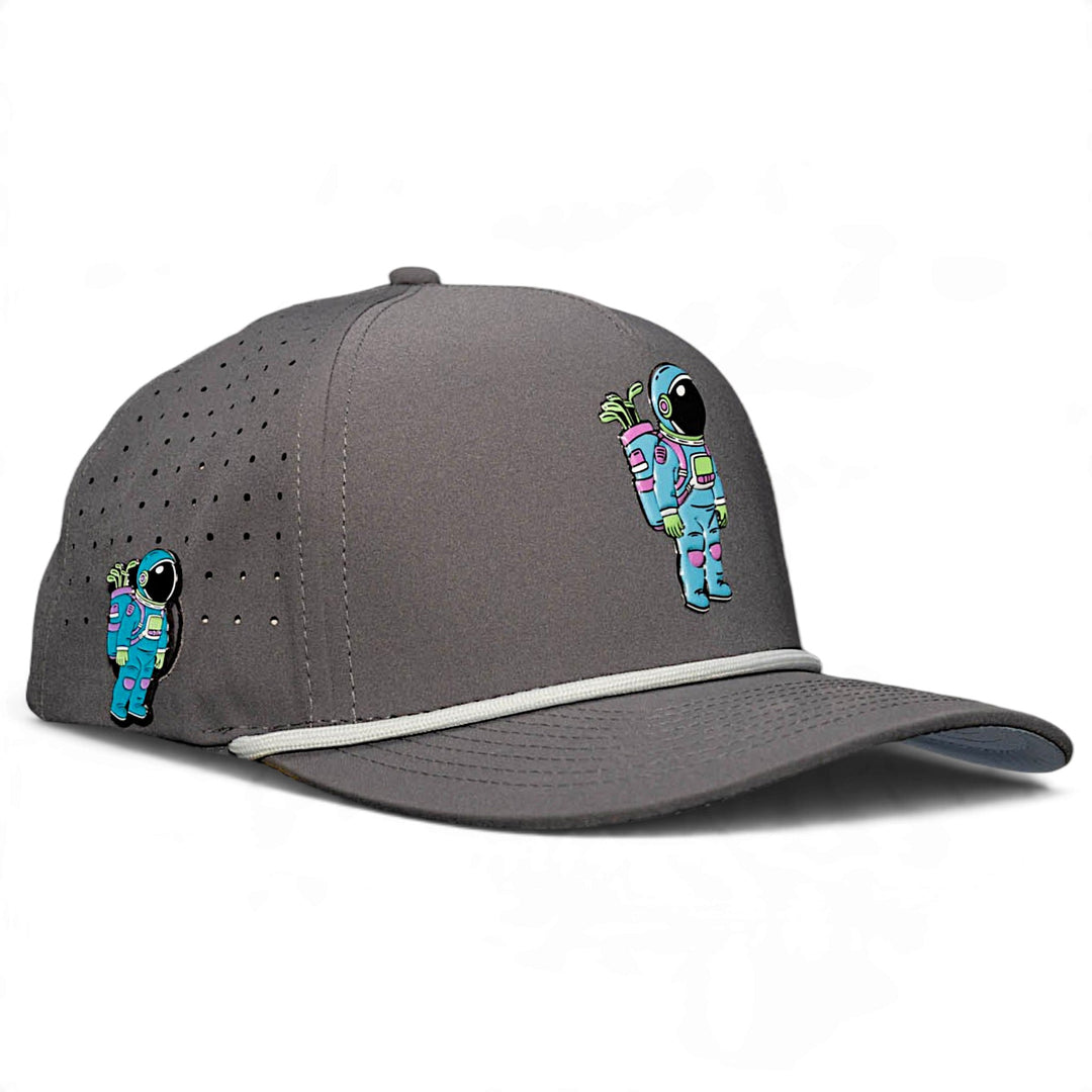 Astronaut Walker Golf Hat | Snapback Cap | Built-in Magnetic Ball Marker Holder + Marker Included | Adjustable Gray