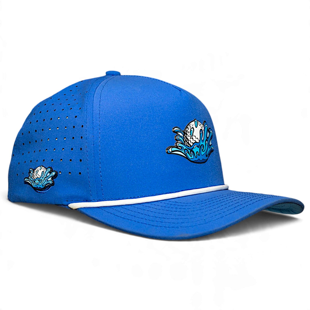Water Ball Golf Hat | Snapback Cap | Built-in Magnetic Ball Marker Holder + Marker Included | Adjustable Blue