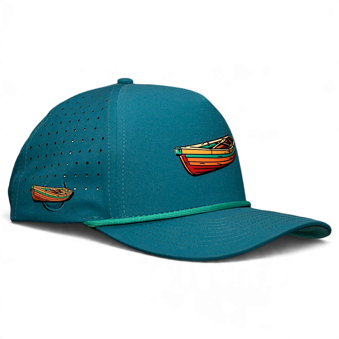 Driftwood Golf Hat | Snapback Cap | Built-in Magnetic Ball Marker Holder + Marker Included | Adjustable | Wood Boat Teal