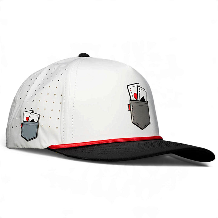 Pocket Aces Golf Hat | Snapback Cap | Built-in Magnetic Ball Marker Holder + Marker Included | Adjustable Gray &amp; Black