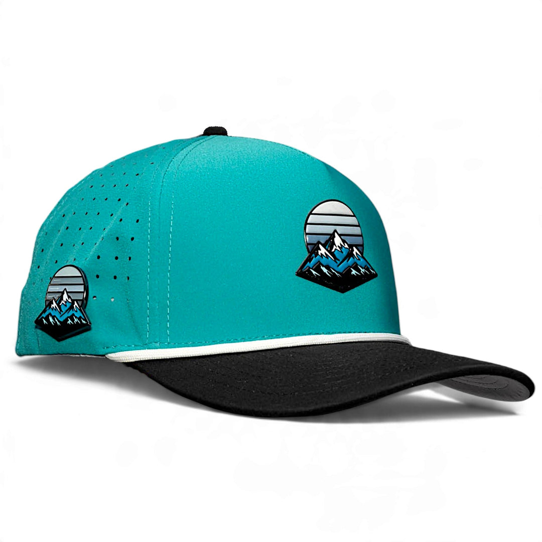 Mountain Moonrise Golf Hat | Snapback Cap | Built-in Magnetic Ball Marker Holder + Marker Included | Adjustable