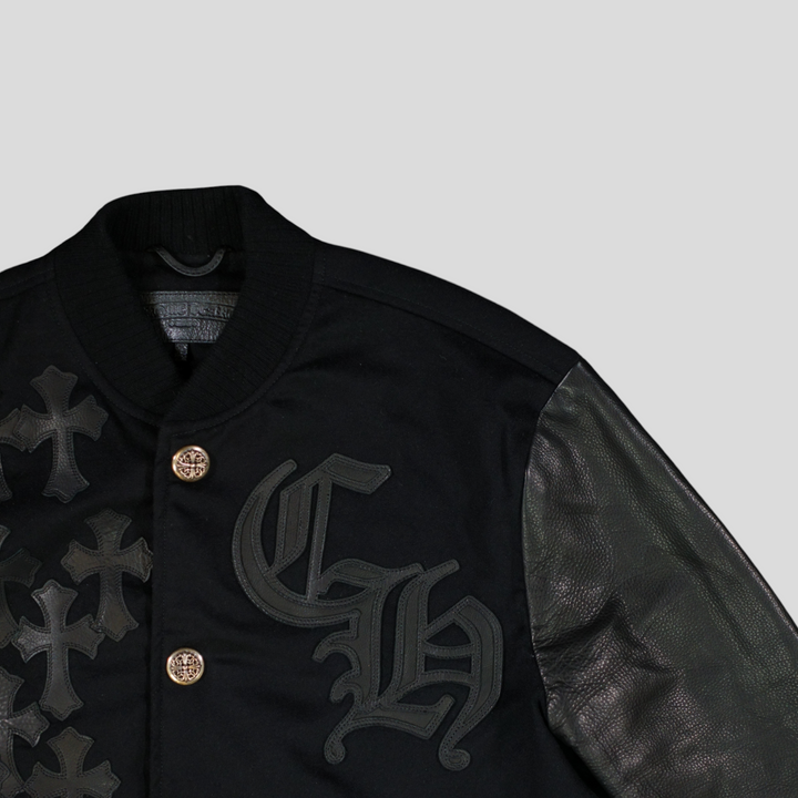 Chrome Hearts Cross Patch Varsity Jacket in Black