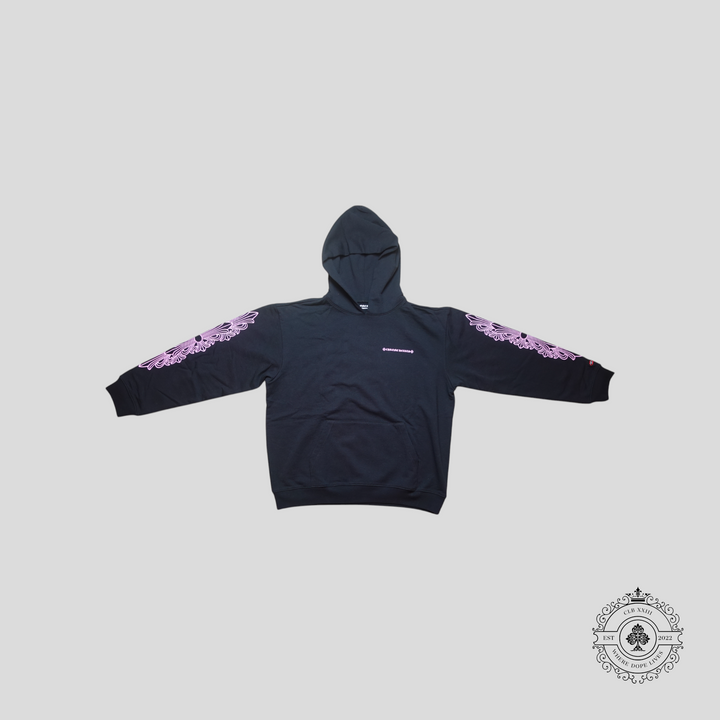 Chrome Hearts Scroll Logo Hoodie in Black/Pink