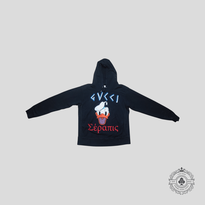 Gucci Donald Duck Patch Hooded Sweatshirt in Black