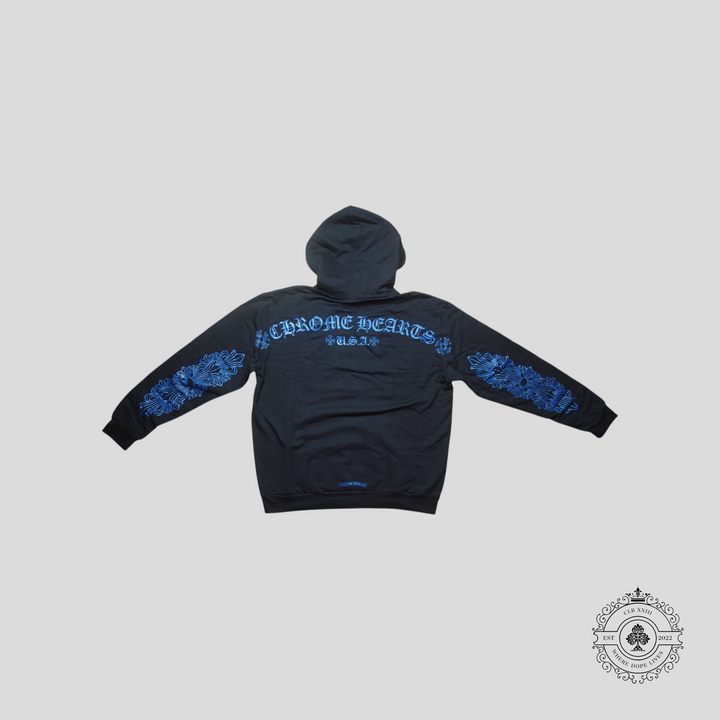 Chrome Hearts Horseshoe Hoodie in Black/Blue
