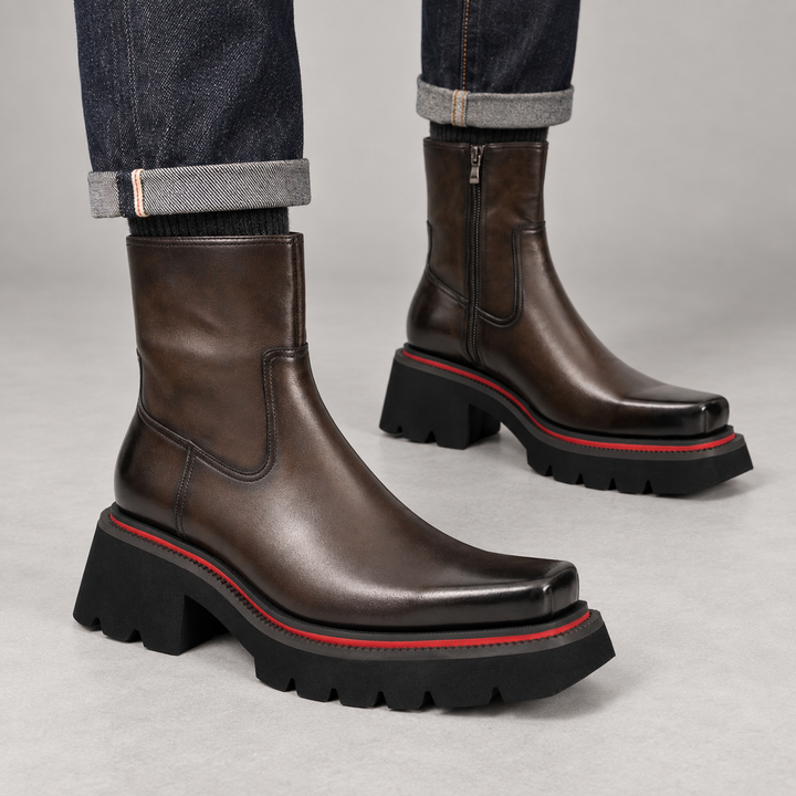 Dark Brown Calf Leather Chelsea Boots