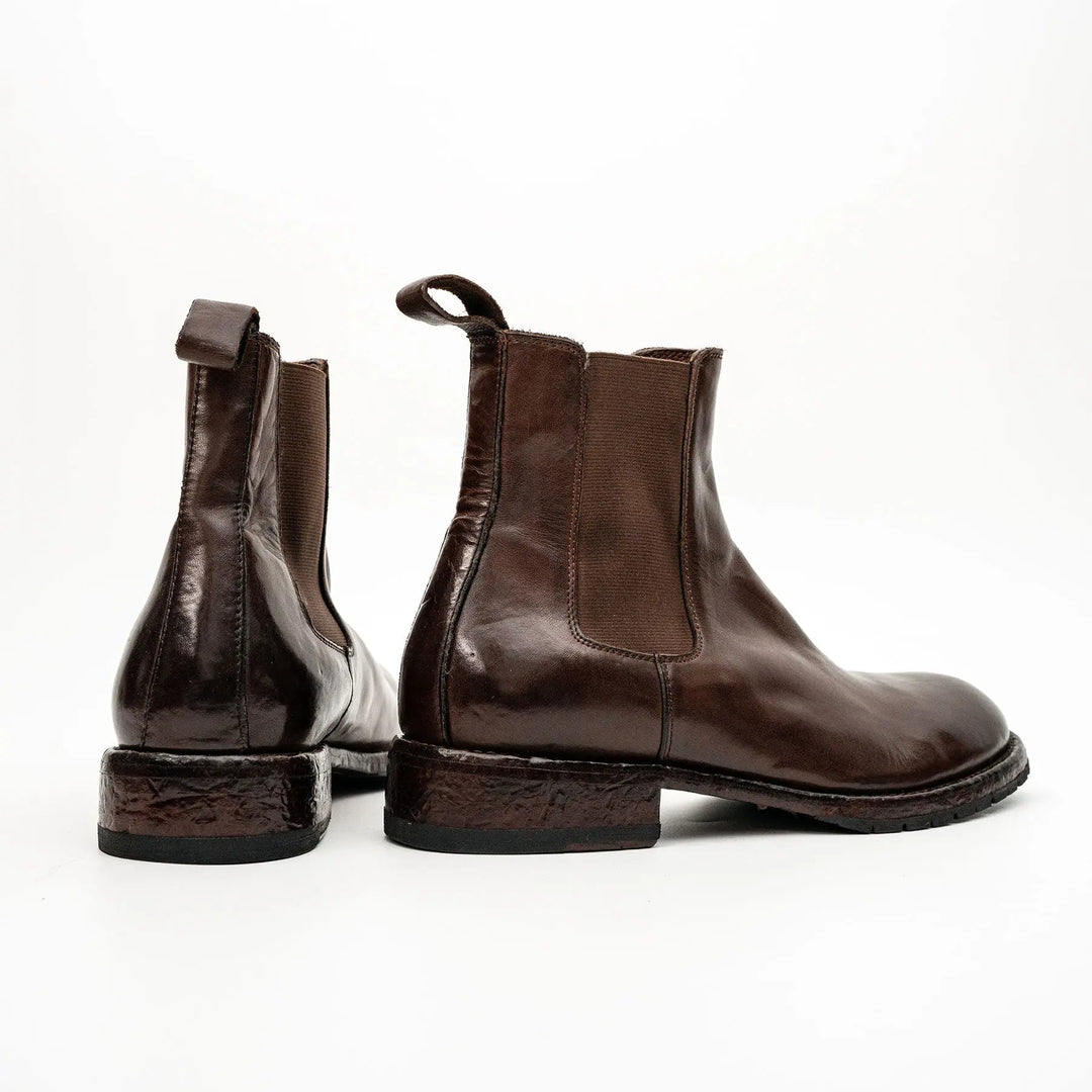 Brown Plain-Toe Cow Leather Chelsea Boots