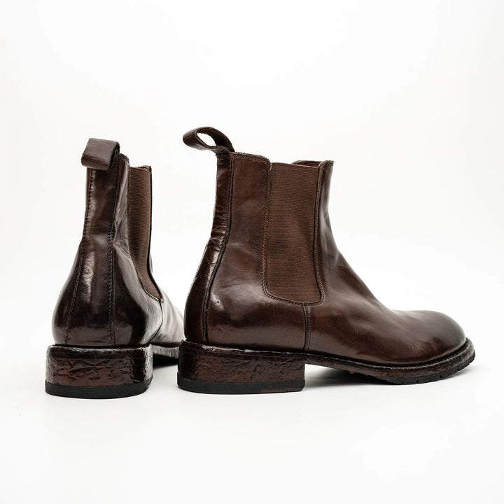 Brown Plain-Toe Cow Leather Chelsea Boots