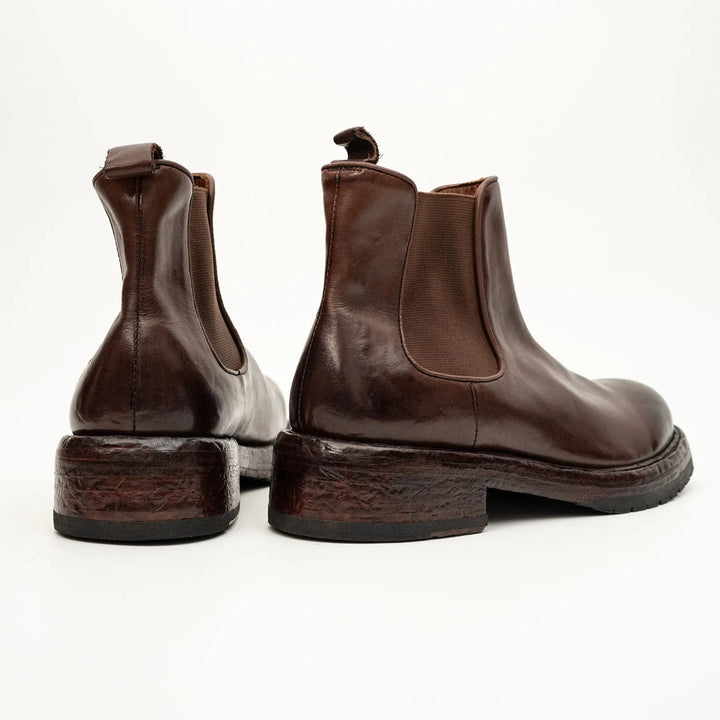 Brown Plain-Toe Cow Leather Chelsea Boots