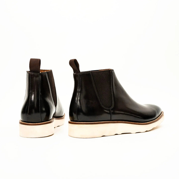 Dark Brown Plain-Toe Cow Leather Chelsea Boots