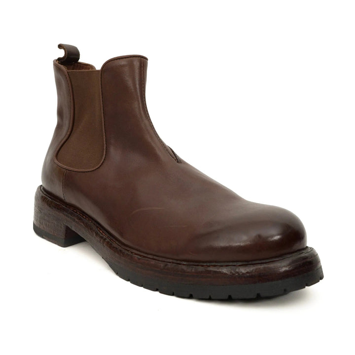 Brown Plain-Toe Cow Leather Chelsea Boots