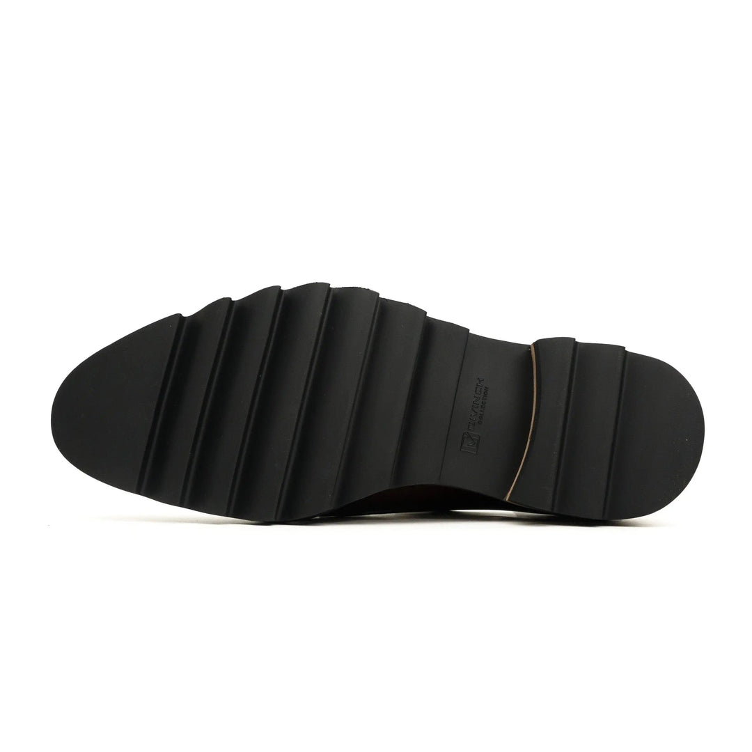 Dark Brown Plain-Toe Cow Leather Monk Shoes