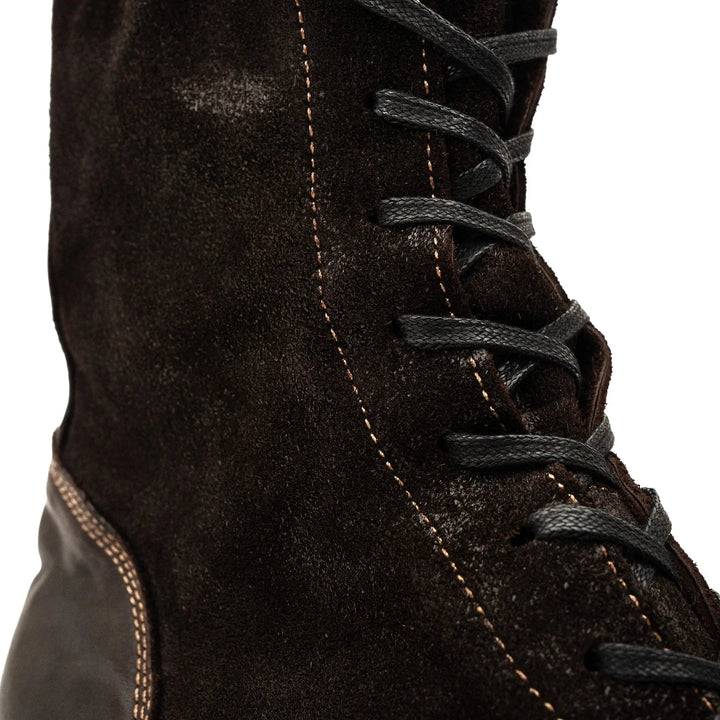 Dark Brown Plain-Toe Suede Leather Ankle Boots