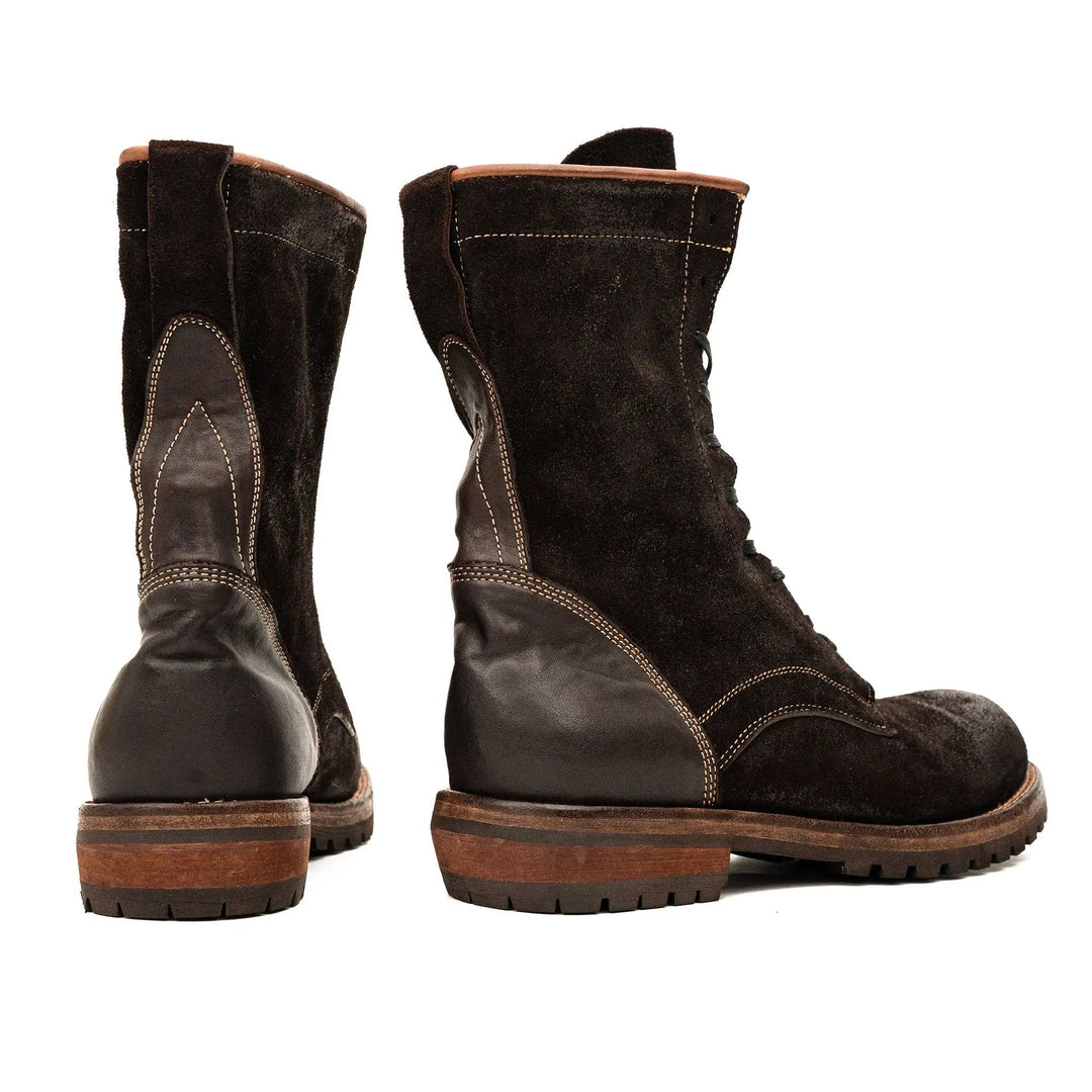 Dark Brown Plain-Toe Suede Leather Ankle Boots