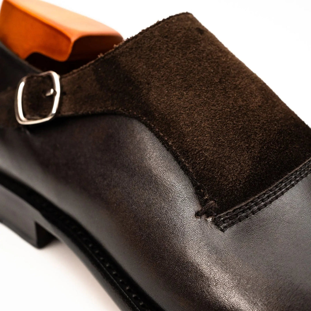 Dark Brown Plain-Toe Cow Leather Monk Shoes
