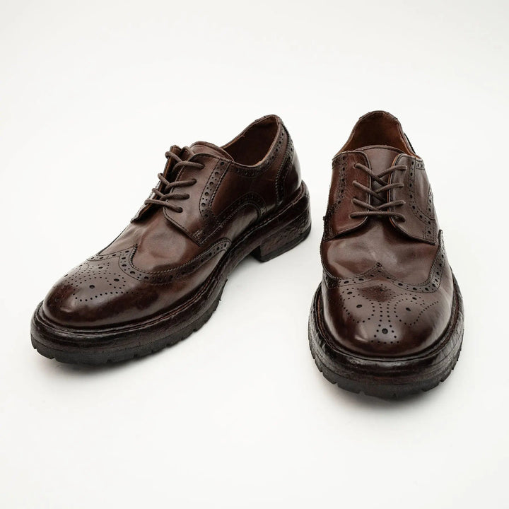 Brown Wingtip Cow Leather Derby Shoes
