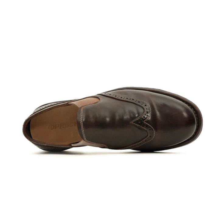Dark Brown Plain-Toe Horse Butt Leather Loafers