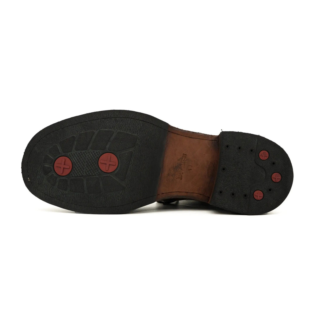 Dark Brown Plain-Toe Horse Butt Leather Ankle Boots