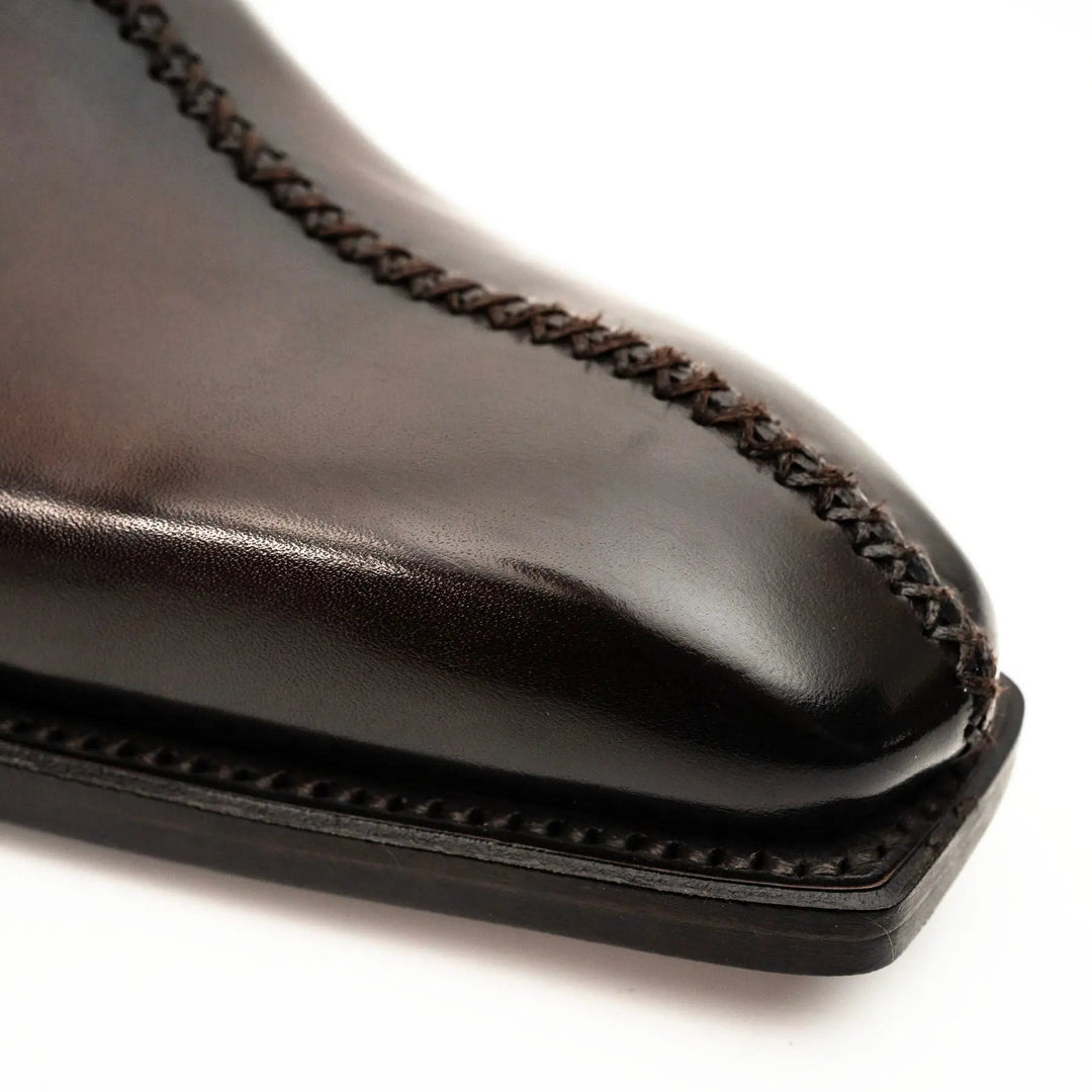Dark Brown Plain-Toe Cow Leather Oxford Shoes