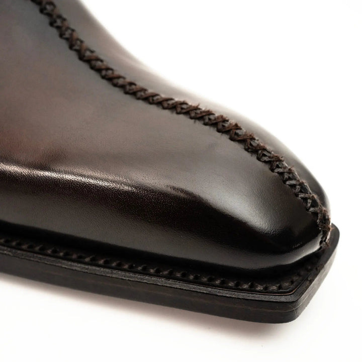 Dark Brown Plain-Toe Cow Leather Oxford Shoes