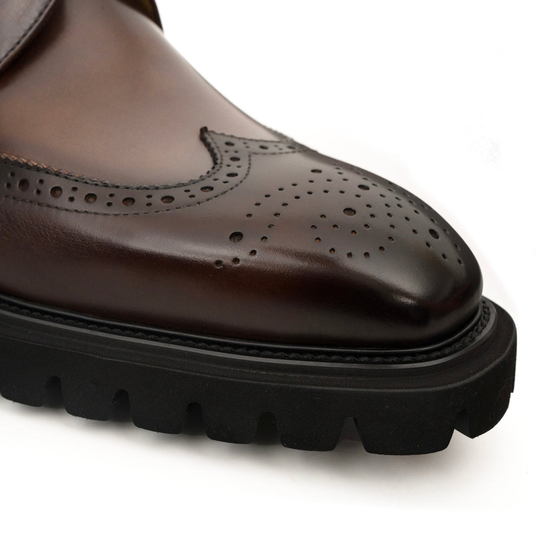 Dark Brown Wingtip Cow Leather Derby Shoes