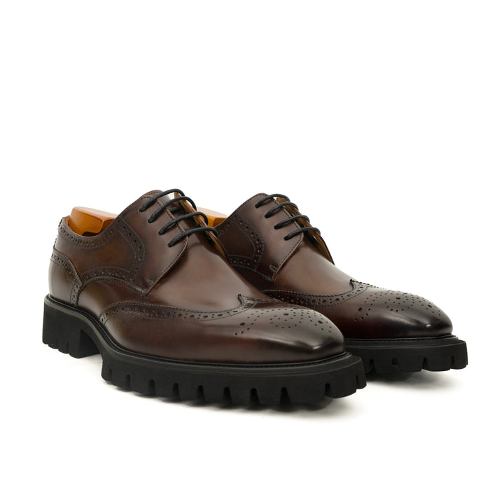 Dark Brown Wingtip Cow Leather Derby Shoes