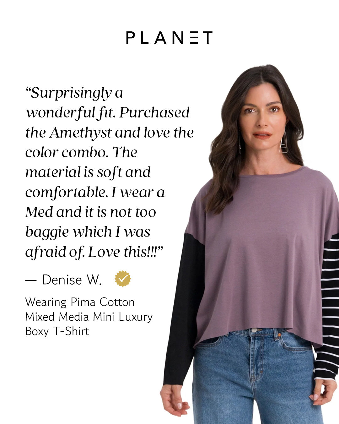 Pima Cotton Mixed Media Mini Luxury Boxy T-Shirt - Capri