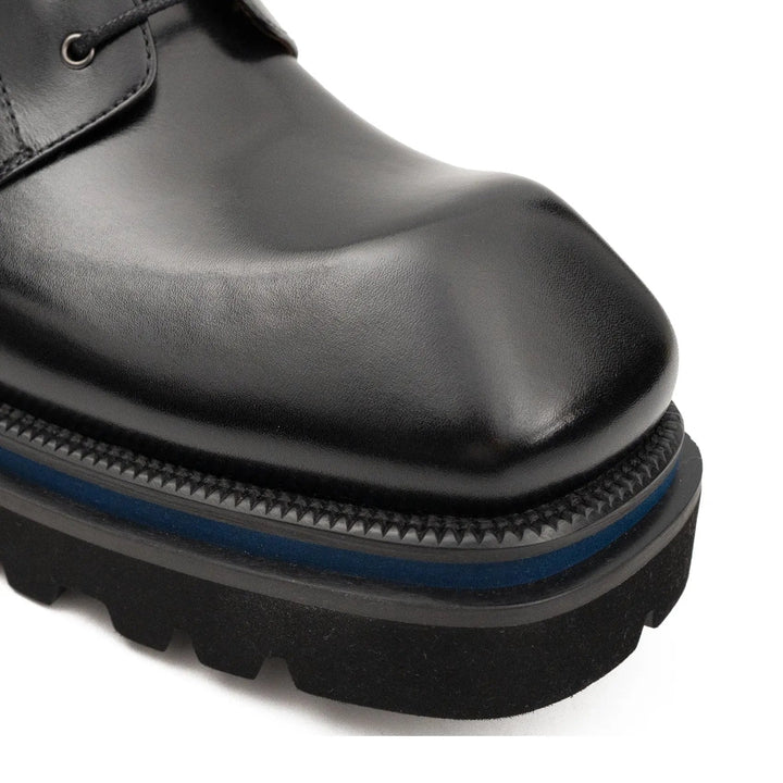 Black Square-Toe Cow Leather Derby Shoes