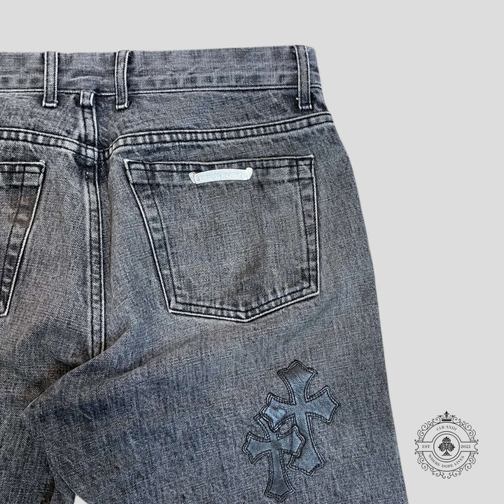 Chrome Hearts Fleur Knee Cross Patch Jeans