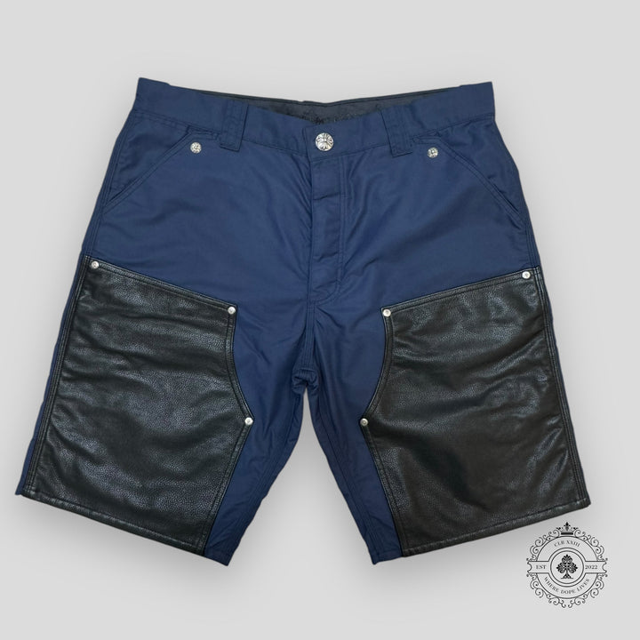 Chrome Hearts Leather Knee Carpenter Short in Navy