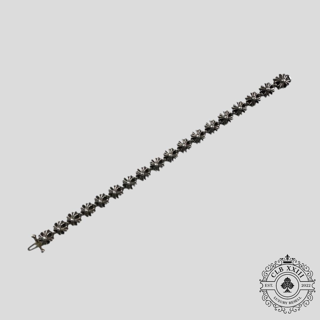 CHROME HEARTS Tiny Plus Sterling Silver Bracelet – 7” Authentic