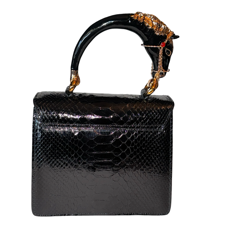 Devon Horse Handle Handbag
Authentic Black Python
