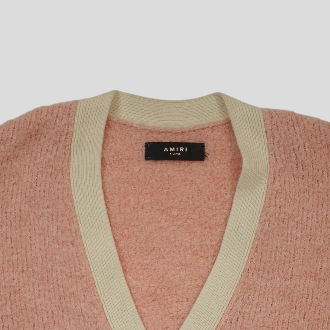 Amiri Fuzzy Wool Cardigan in Pink