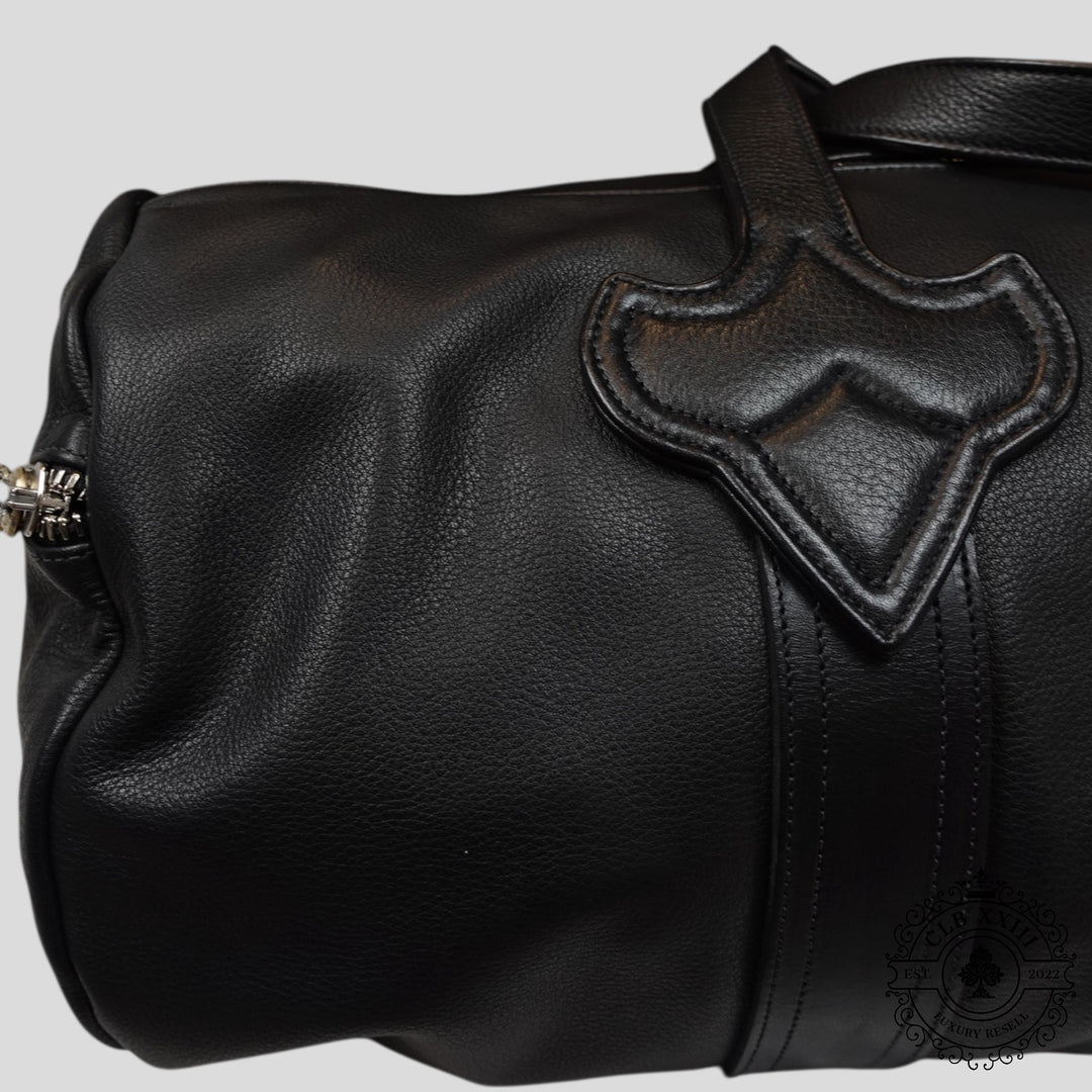 Chrome Hearts Fleur Patch Leather Duffle in Black