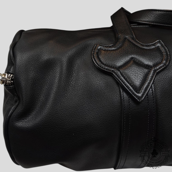 Chrome Hearts Fleur Patch Leather Duffle in Black