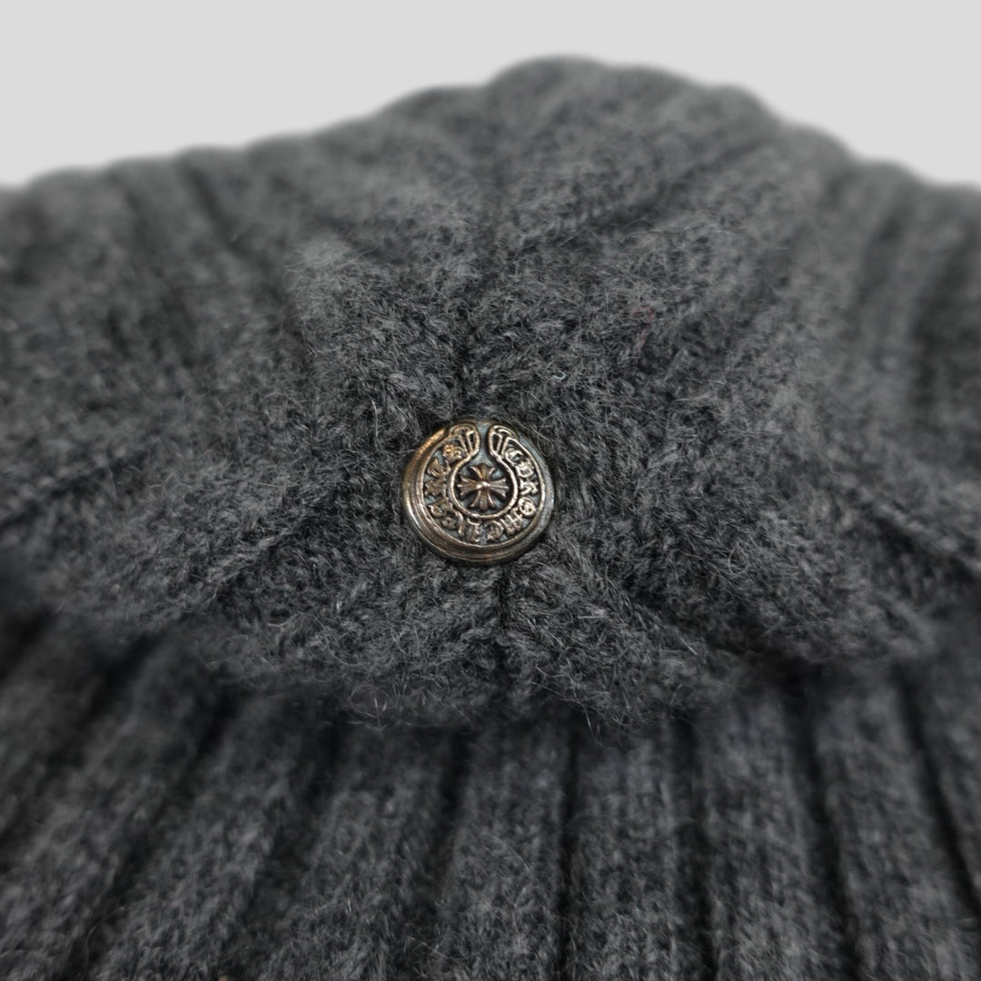 Chrome Hearts Plus Patch Cashmere Beanie in Grey