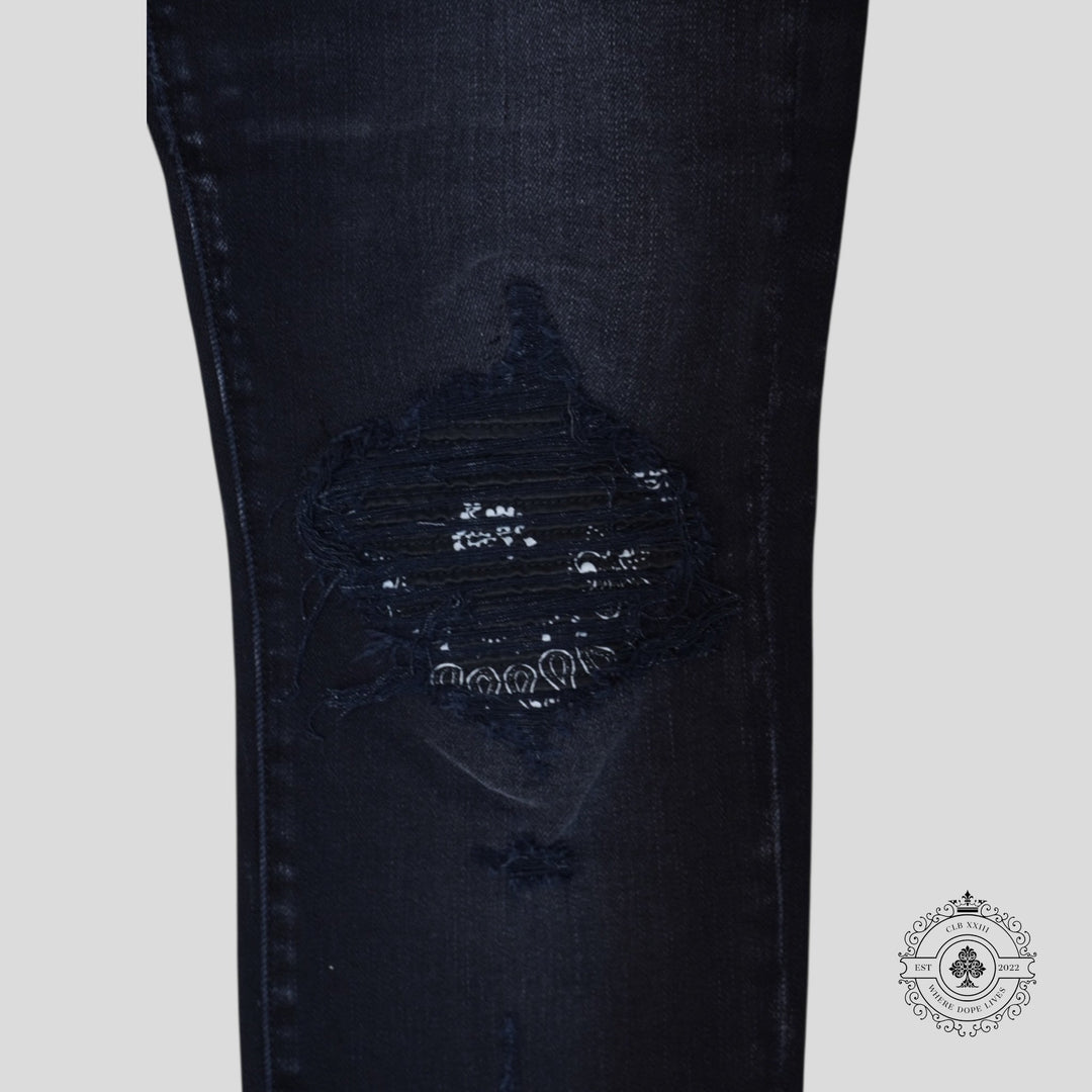 Amiri MX1 Bandana Patch Jeans in Aged Black