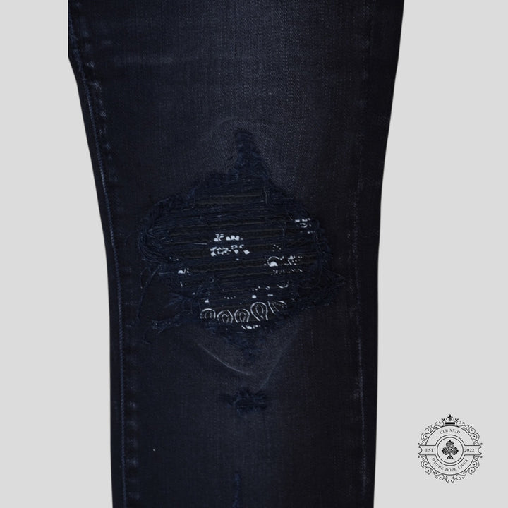 Amiri MX1 Bandana Patch Jeans in Aged Black