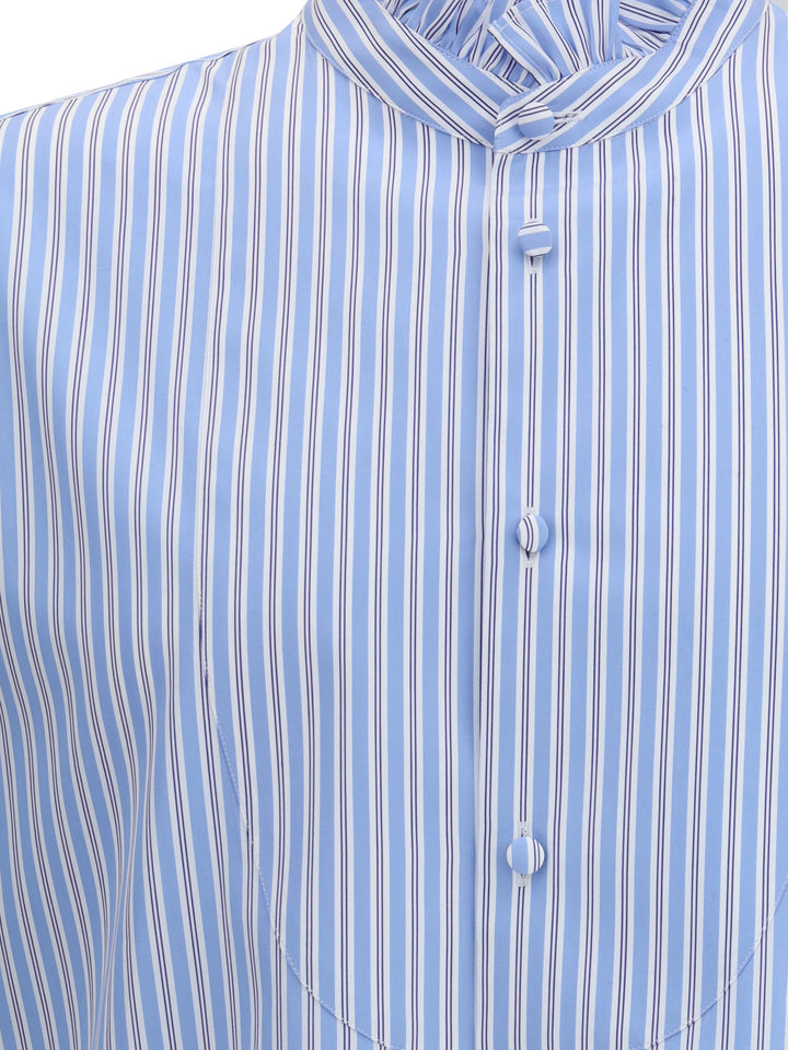 Valentino Men Striped Plastron And Ruffle Shirt