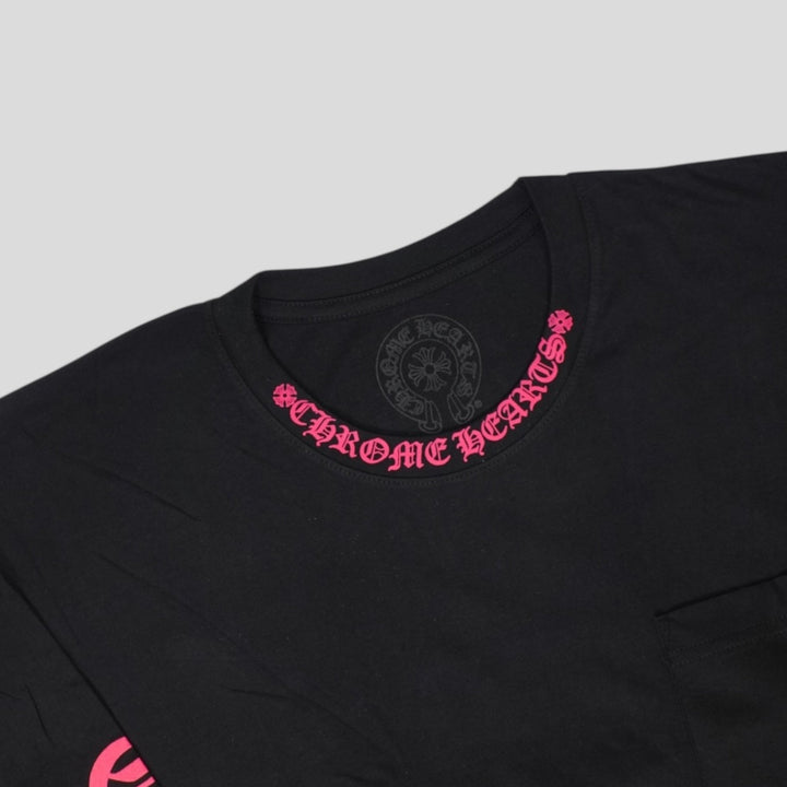 Chrome Hearts Neck Logo Long Sleeve Tee in Black/Pink