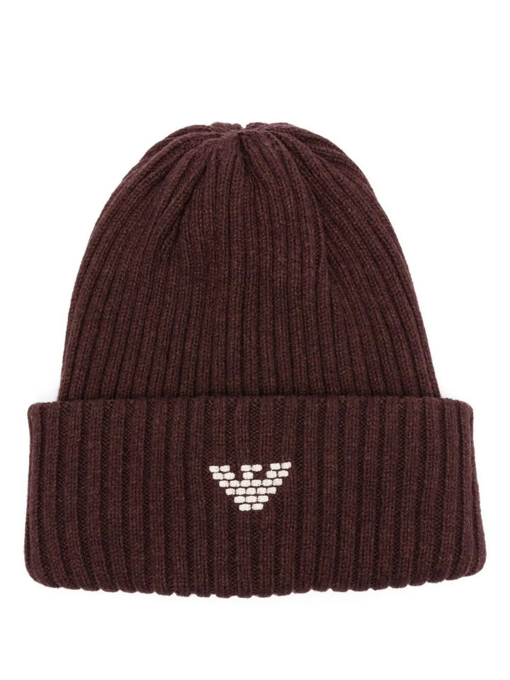 EMPORIO ARMANI Ribbed Wool Beanie Hat for Men - Essential Cold Weather Accessory