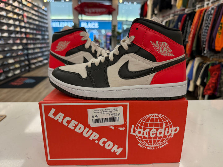 Jordan 1 Mid Newsprint Light Orewood Brown (Women&