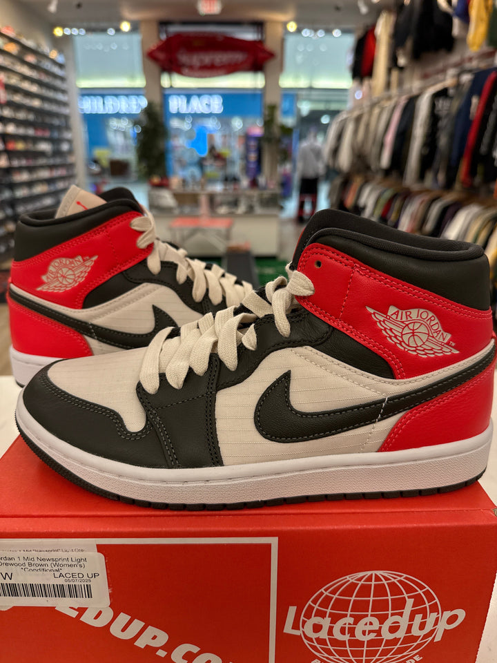 Jordan 1 Mid Newsprint Light Orewood Brown (Women&